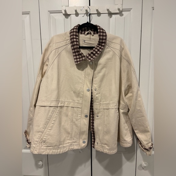 Pilcro Anthropologie Cream and Brown Gingham Jacket - Picture 4 of 7
